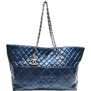 287653AZ (X6) Chanel Tote Bag Navy Blue Enamel